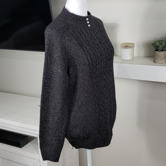 Karen Scott Ribbed Trim Mock Turtleneck Sweater - Picture 5 of 9